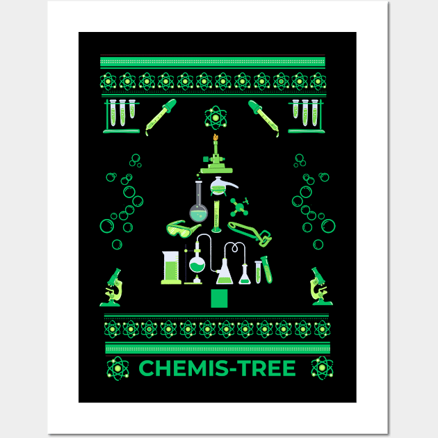 Nerdy Christmas Chemis-Tree Green Wall Art by Blerdy Laundry